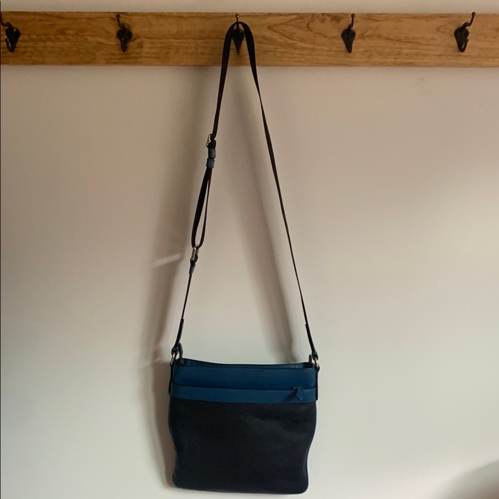 Navy Blue Leather Coach Bag